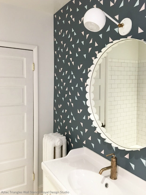 Aztec Triangles Wall Stencil - DIY Geometric Wall Art Decal for Home Decor | Perfect for Living Room, Bedroom, and Nursery Accent Walls