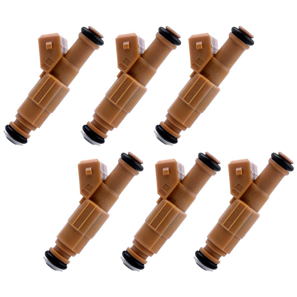 SCITOO 6-Piece Fuel Injector Kit for Jeep Cherokee, Grand Cherokee & Wrangler (1989-1998) - OEM 0280155700 Replacement - 4 Hole High Performance Fuel Injectors for Better Engine Efficiency - Perfect for Off-Roading & Daily Commuting