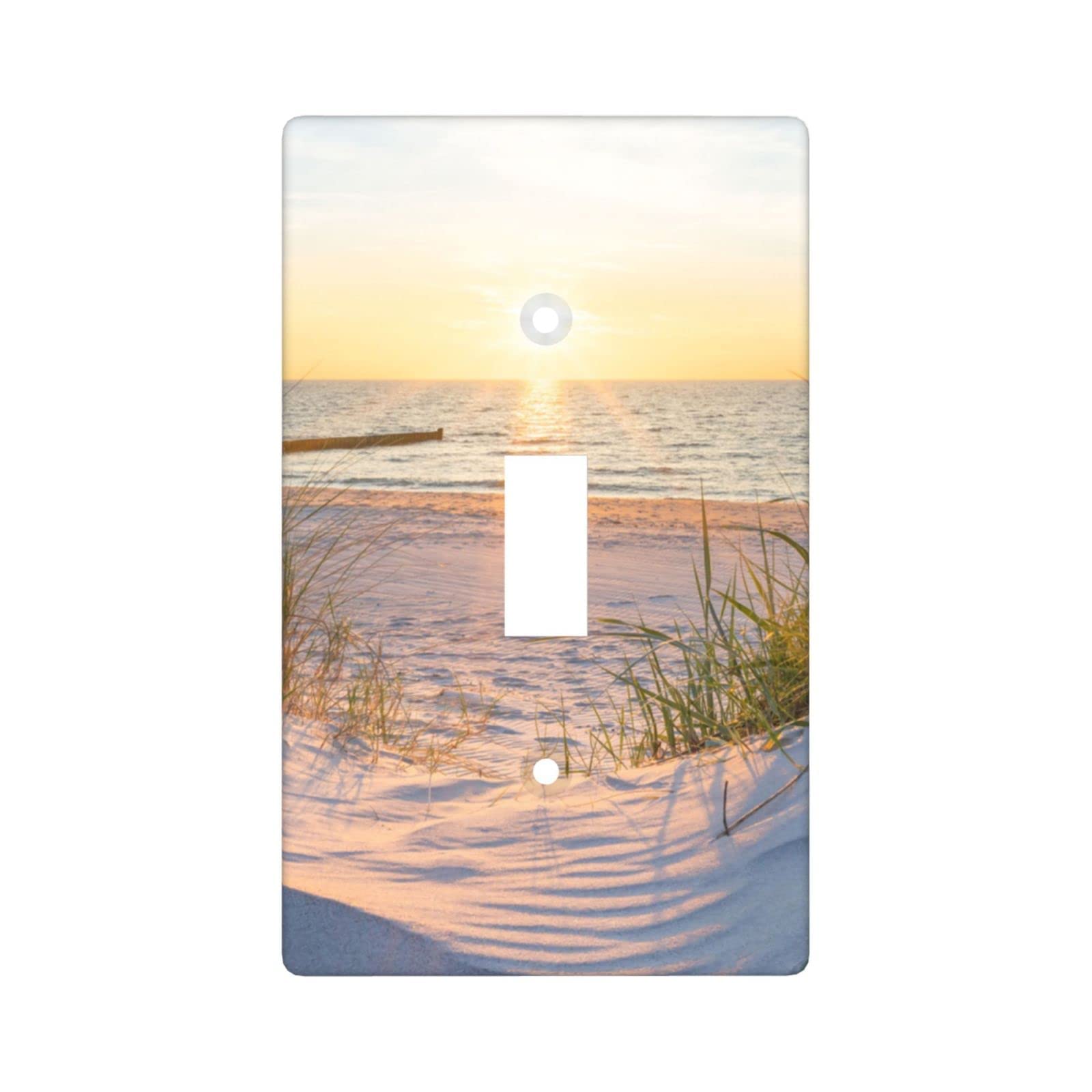 XRELZRS Beach Ocean Light Switch Cover - Decorative 1 Gang Wall Plate for Single Toggle Switch, Standard Size Switch Plate - Perfect for Coastal, Bathroom & Nautical Home Decor