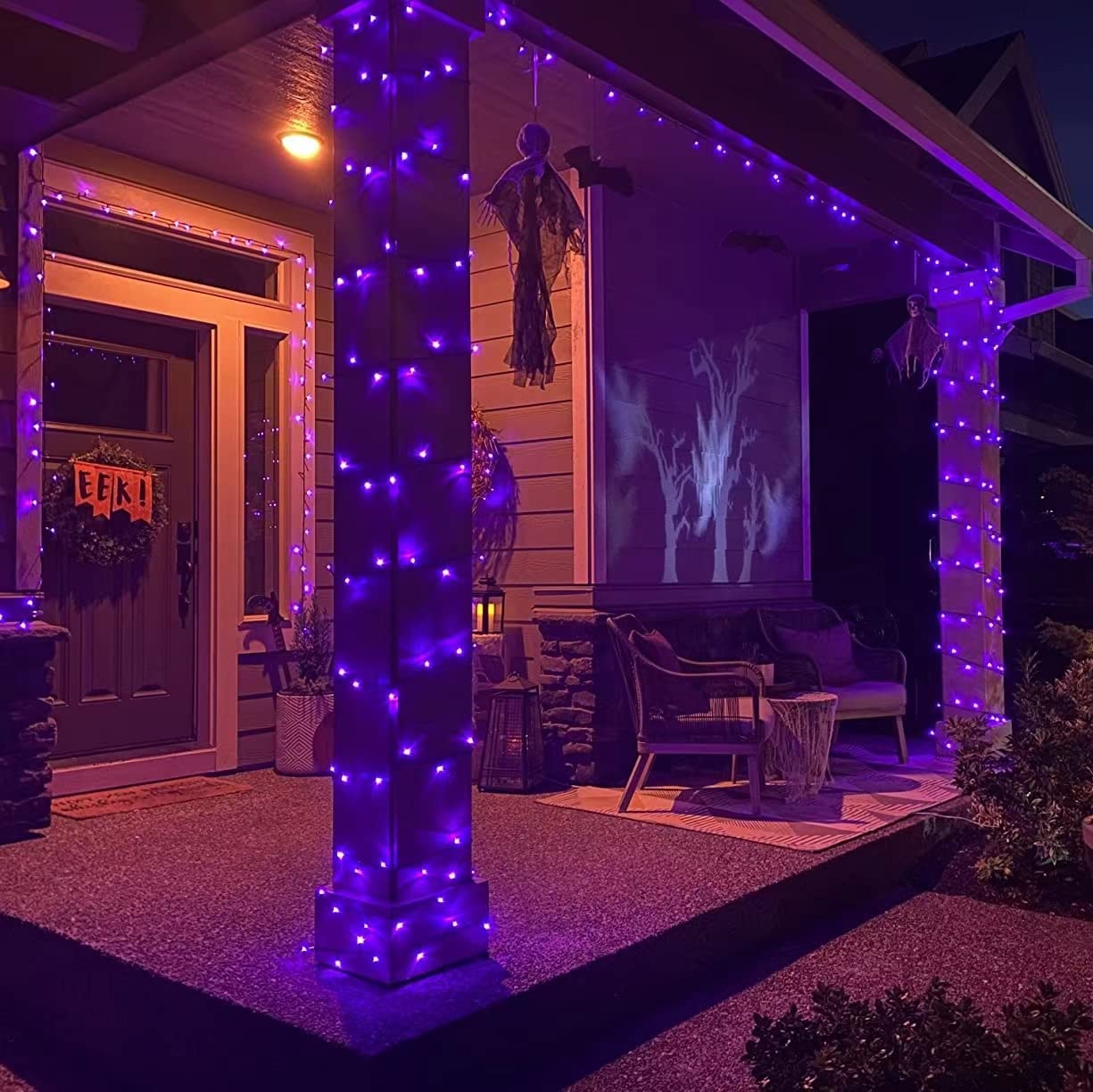 YEGUO 200 LED Purple Christmas String Lights - 66ft Waterproof Outdoor & Indoor Holiday Lights with 8 Modes, Green Wire Twinkle Plug-in Lights for Christmas Tree, Party, Wedding, Garden, and Home Decoration