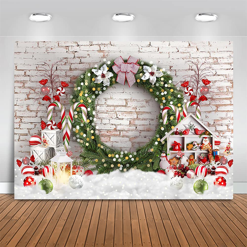 Large 7x5ft Christmas Backdrop - White Brick Wall Xmas Photo Booth Props for Holiday Photography, Party Decor & Merry Christmas Background (82x60 inch) - Perfect for Family Portraits, Social Media Posts & Festive Celebrations