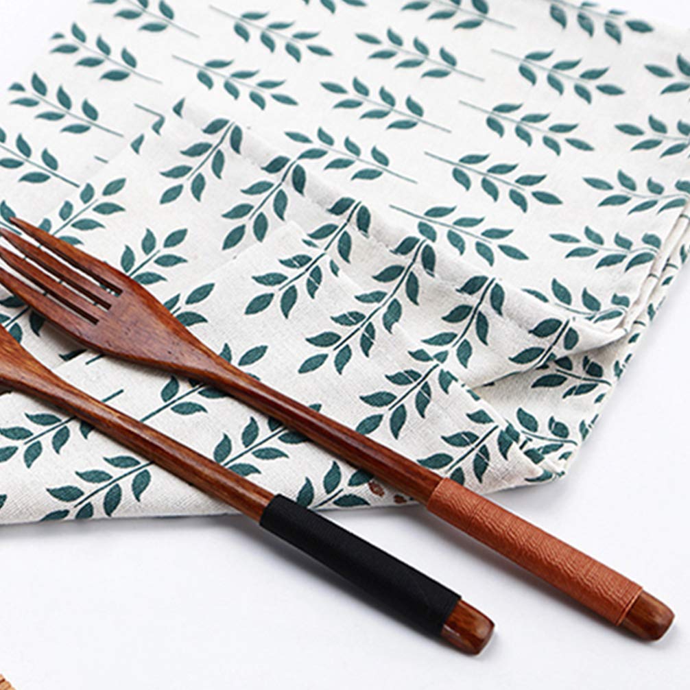 Japanese Wooden Handle Fork and Spoon Set - Eco-Friendly Bamboo Flatware for Everyday Dining, Picnics, Camping & Travel - Portable Wooden Cutlery for Home, Office & Outdoor Use
