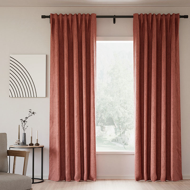 Blackout Curtains with Back Tab - 100% Linen, Thermal Insulated, Noise Reducing for Bedroom & Living Room - Modern Custom Drapes in Natural Colors (50
