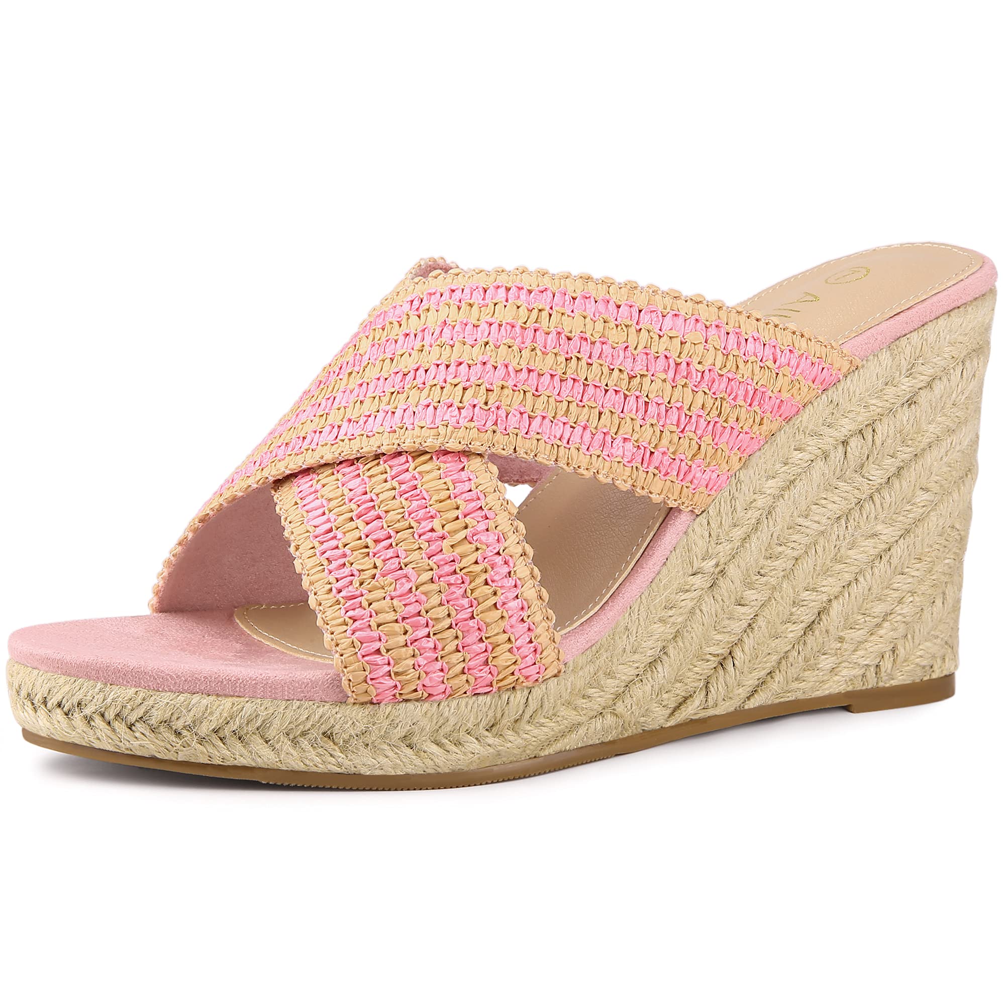 Allegra K Women's Espadrilles Wedge Sandals - Comfortable Slip-On Summer Shoes for Beach, Vacation & Casual Outings