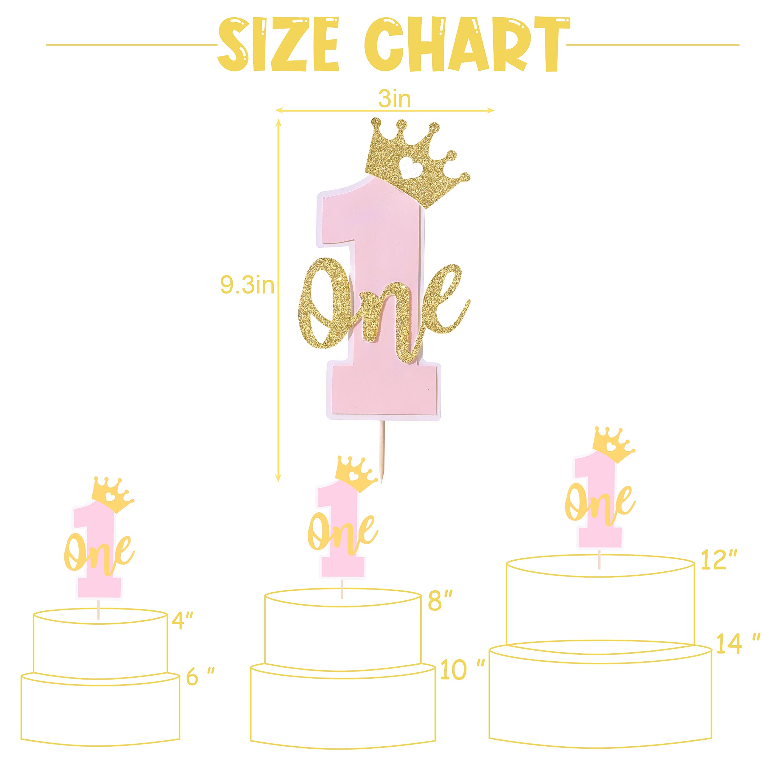 Pink and Gold 1st Birthday Cake Topper for Baby Girls - Elegant First Birthday Cake Decoration with Cake Smash Props | Perfect for 1 Year Old Birthday Parties, Baby Showers & Photo Shoots