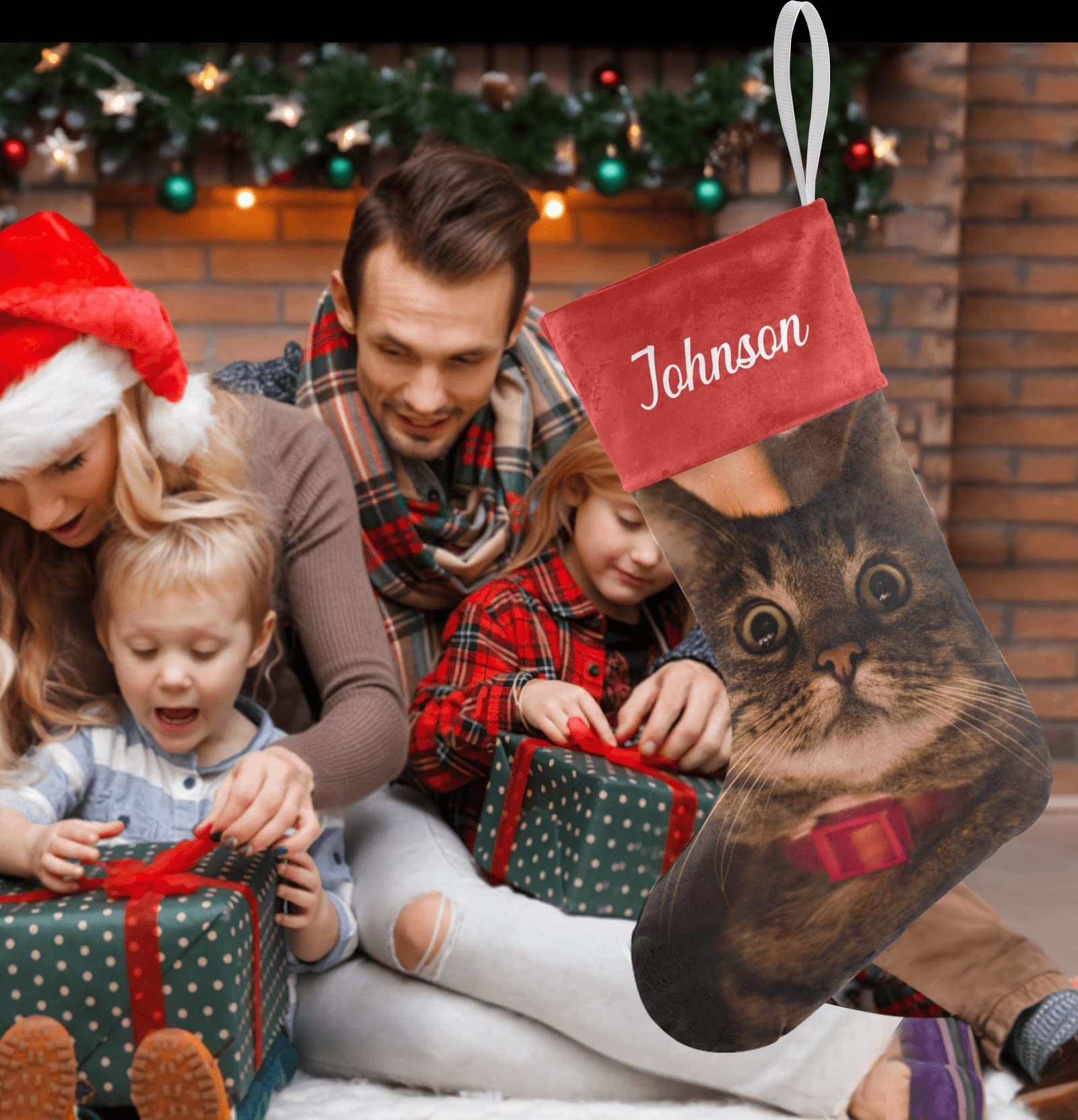 Personalized Christmas Stockings for Cats & Dogs - Custom Name Embroidered Pet Xmas Socks (17.52 x 7.87 Inch) - Perfect Holiday Gift for Pet Lovers & Festive Home Decor