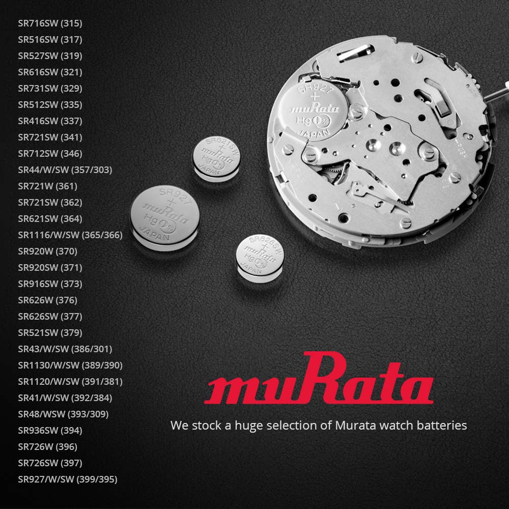 Murata SR616SW 1.55V Silver Oxide Button Cell Battery (25-Pack) - Perfect for Watches, Calculators, Medical Devices & Small Electronics