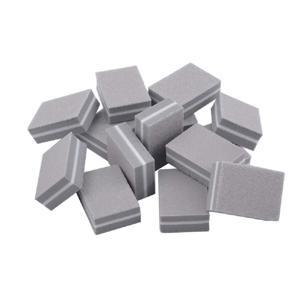YIMART 20 Pcs Double-Sided Nail Buffer Blocks - Colorful Sponge Nail Polish Sanding Buffers & Manicure Files for Smooth, Shiny Nails (Gray) | Perfect for Home Nail Care, Salon Professionals & DIY Manicures