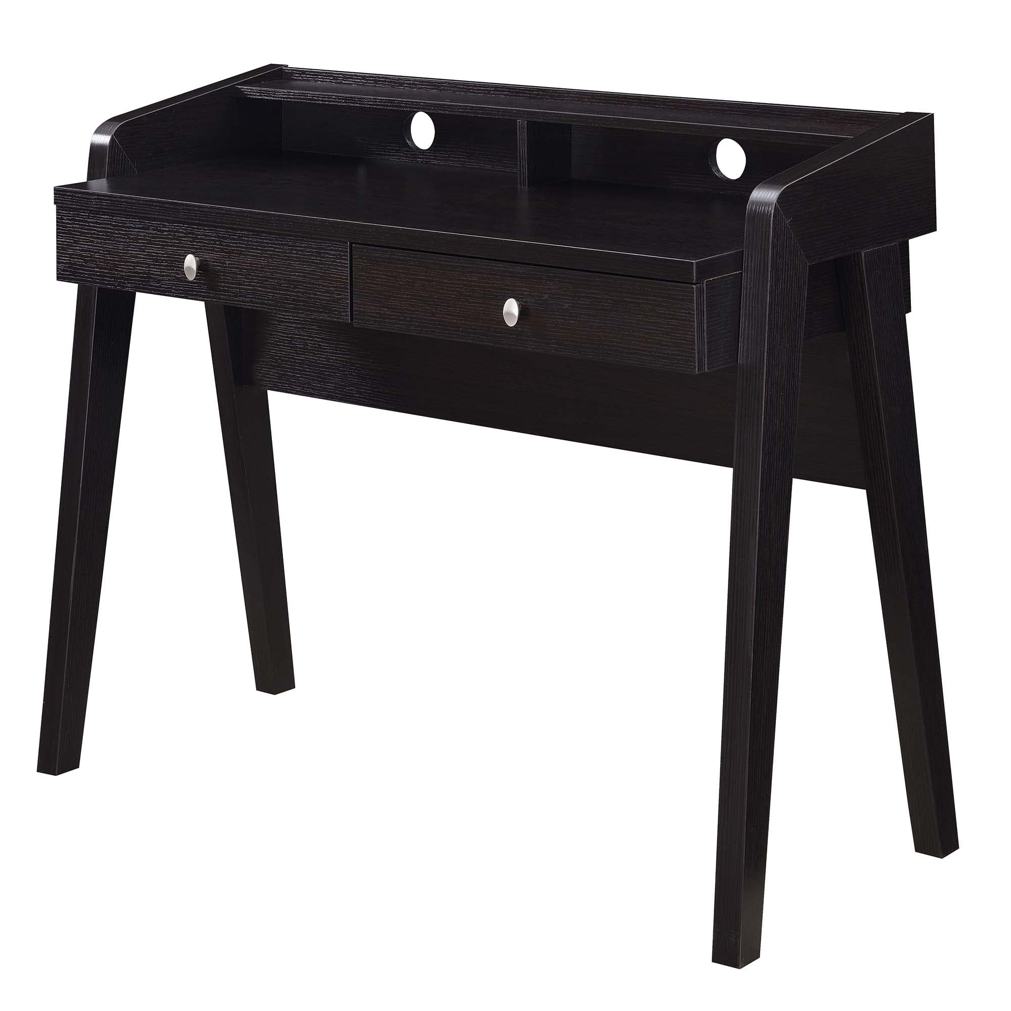 Convenience Concepts Newport Deluxe 2-Drawer Writing Desk with Storage Shelf, Espresso Finish - Perfect for Home Office, Study Room & Small Spaces