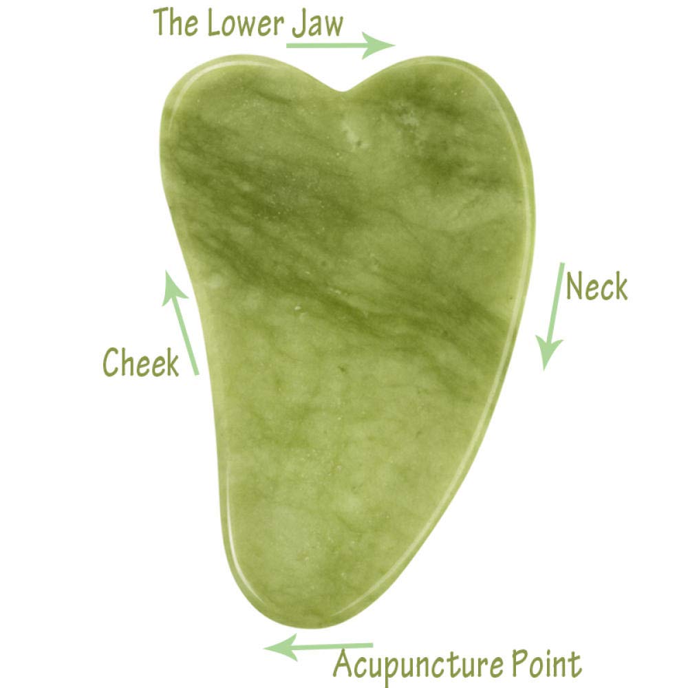 Natural Jade Face Massager & Gua Sha Scraper - Facial Skin Lifting Tool for Anti-Aging & Lymphatic Drainage | Perfect for At-Home Spa & Skincare Routine