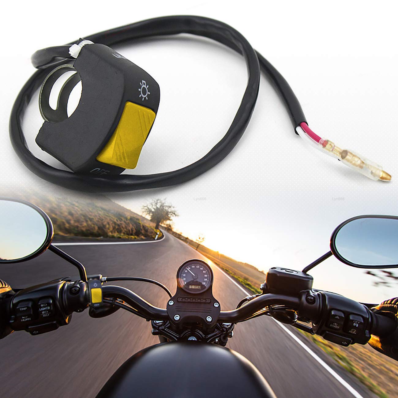 Motorcycle Handlebar Switch Push Button On/Off Tuning Part for U5 U7 U2 LED Lights - Fits 7/8