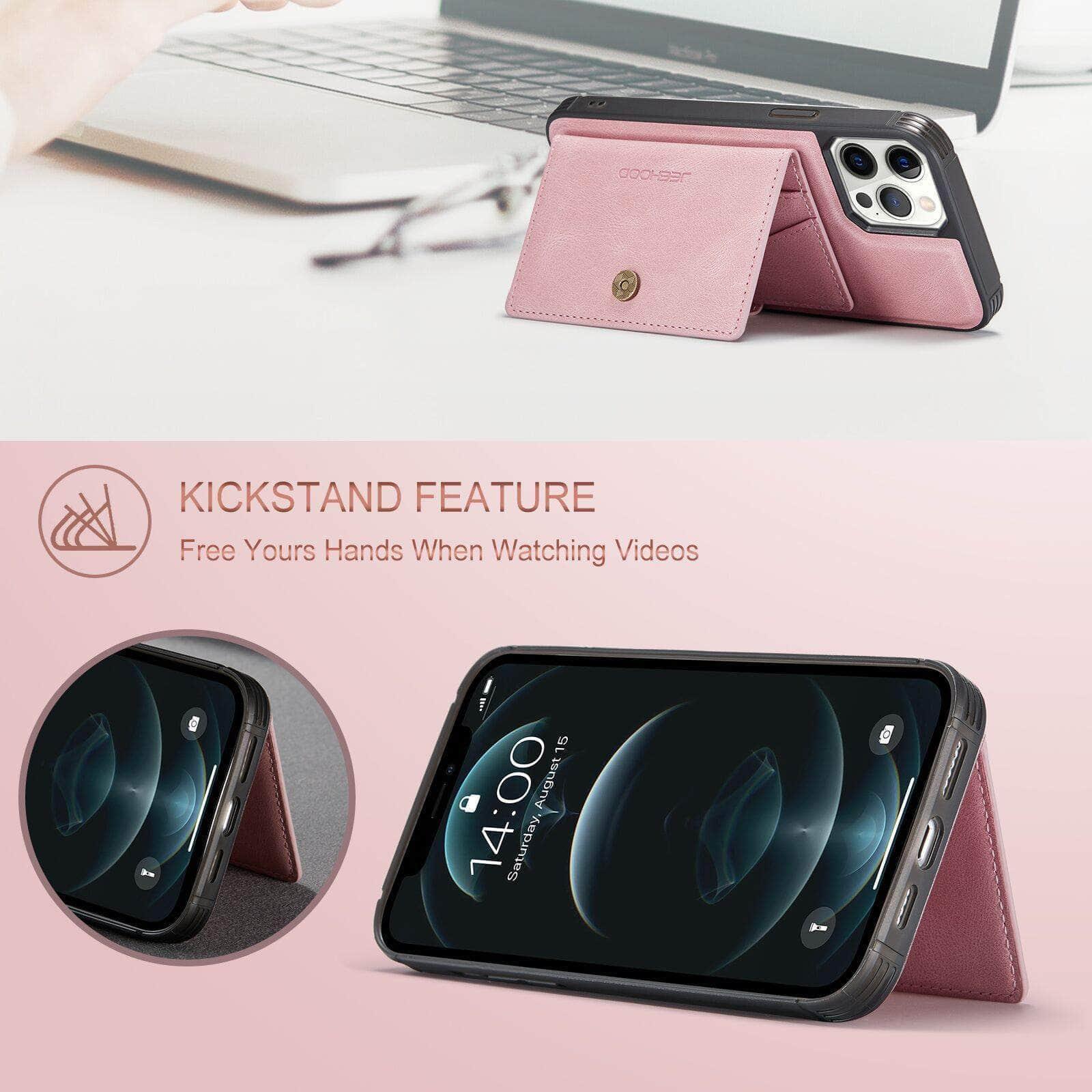 Magnetic MagSafe Leather Case for iPhone 12 with Stand Holder - Premium Protective Cover for Work, Travel & Everyday Use