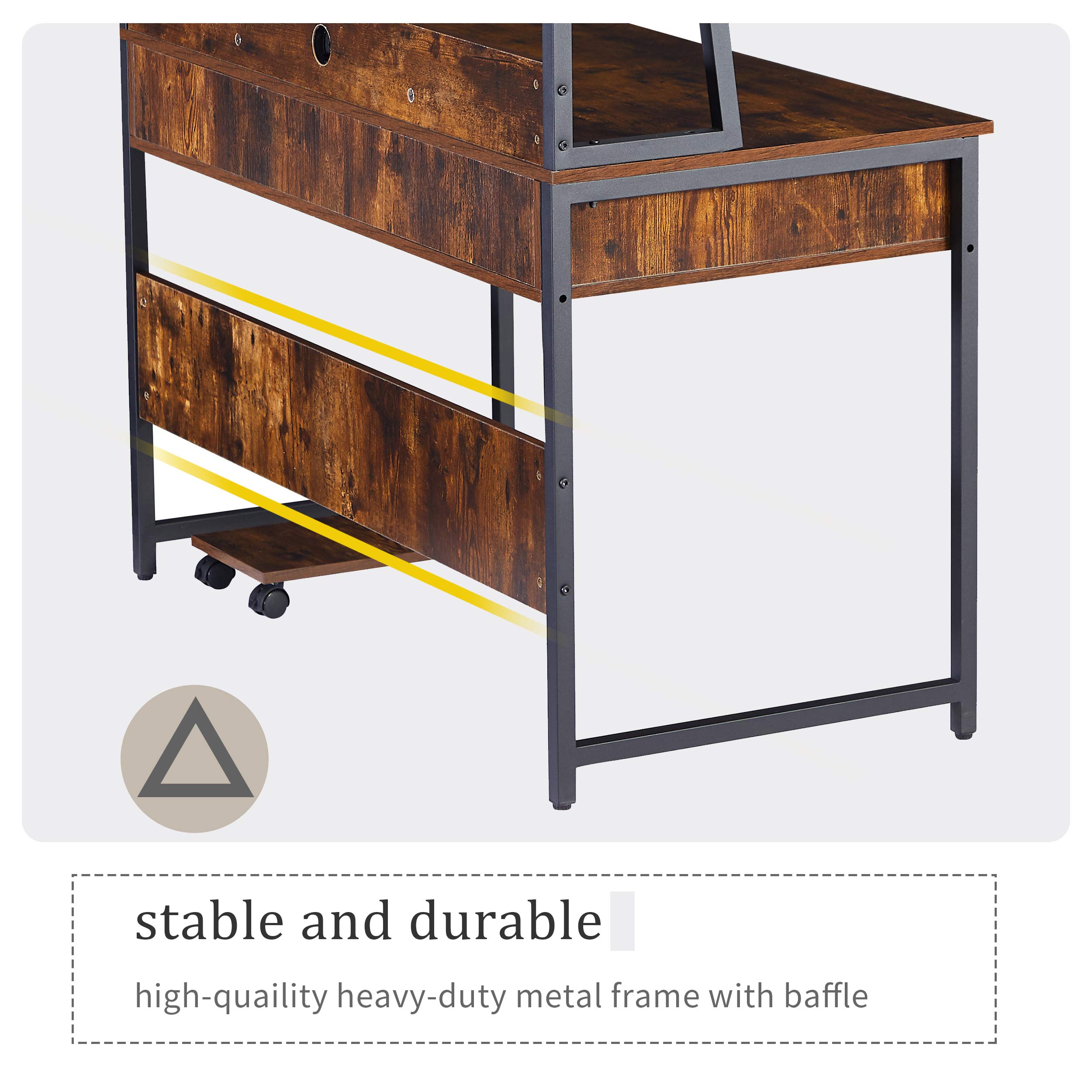Modern Computer Desk with CPU Stand & Storage - Home Office & Study Workstation for Small Spaces