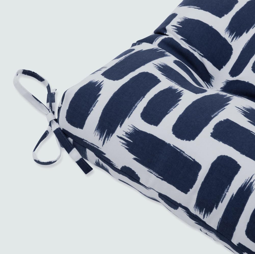 **Pillow Perfect Baja Nautical Navy Tufted Bench/Swing Cushion – 48