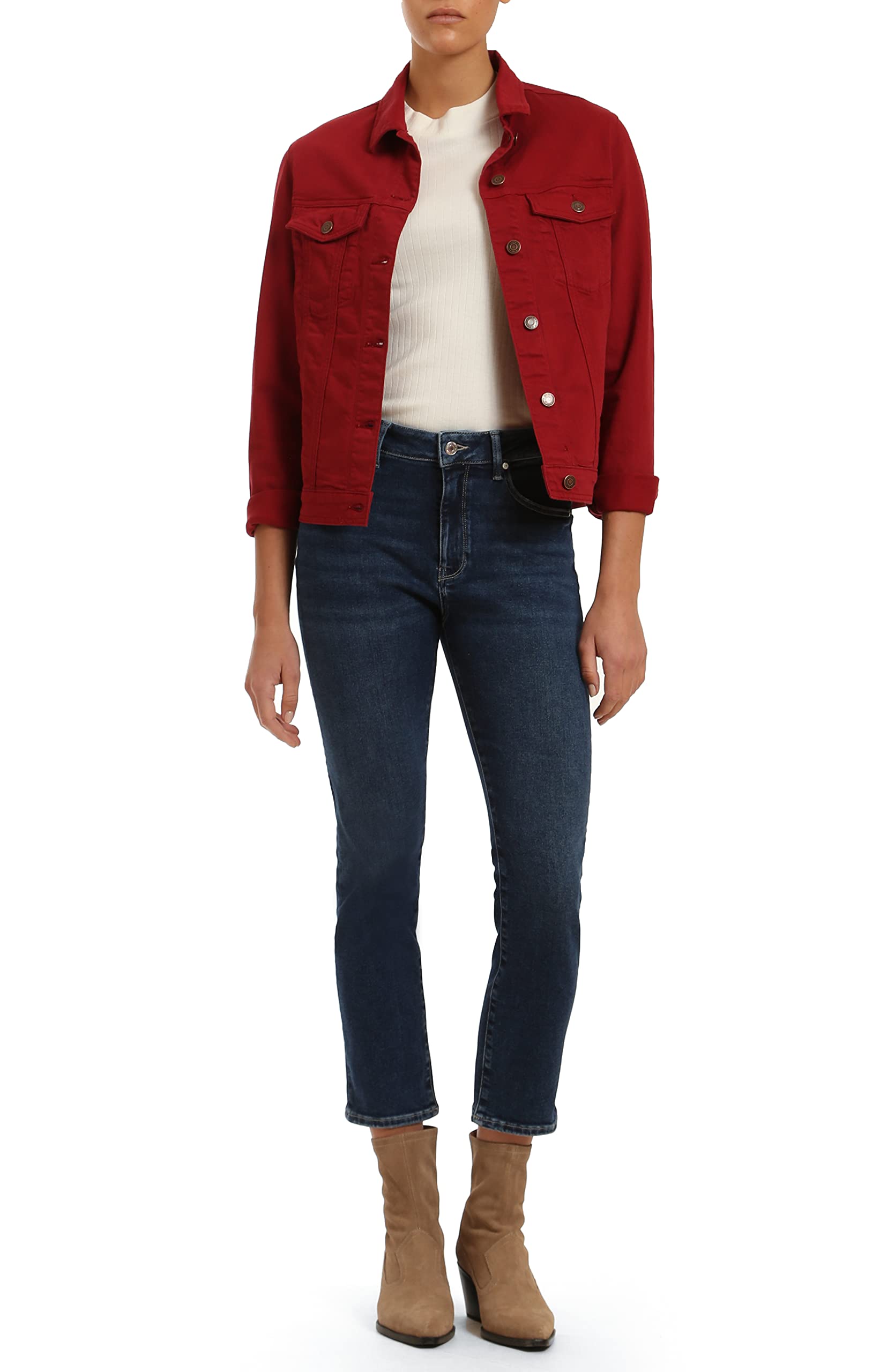 Mavi Women's Viola High Rise Straight Leg Jeans - Comfortable Stretch Denim Pants for Casual Wear & Everyday Outfits
