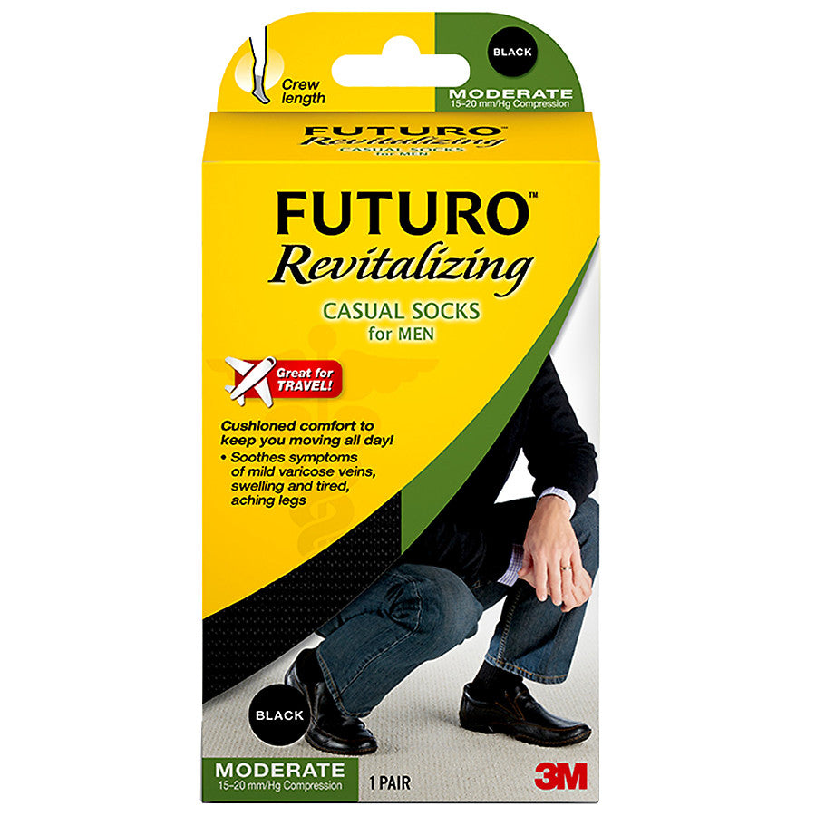 Futuro 71038EN Men's Revitalizing Compression Dress Socks - 1 Pair for Improved Circulation & Comfort - Perfect for Work, Travel & Formal Occasions