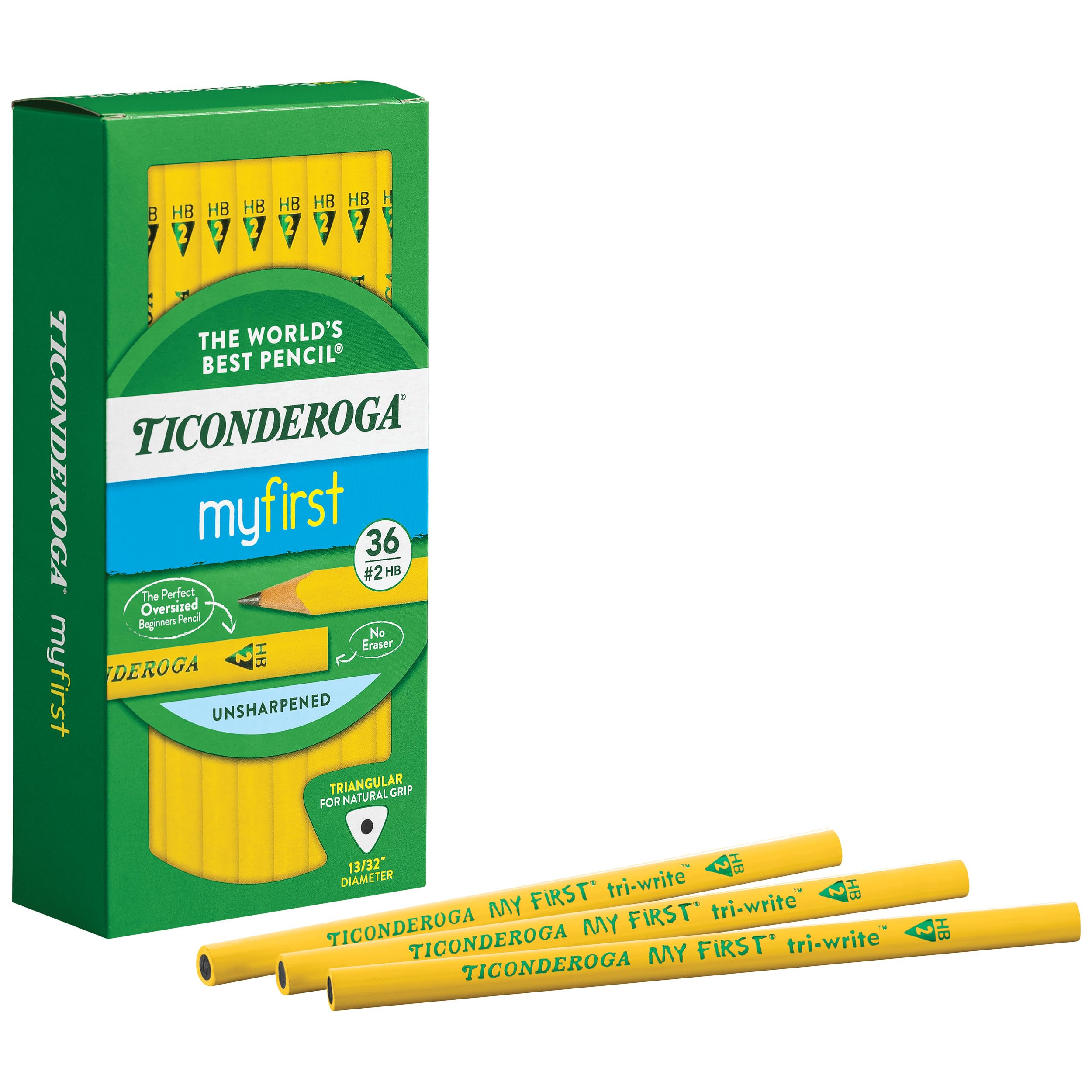 Ticonderoga Tri-Write Pencils, 2 HB Soft, 36 Count for Kids Writing & Drawing