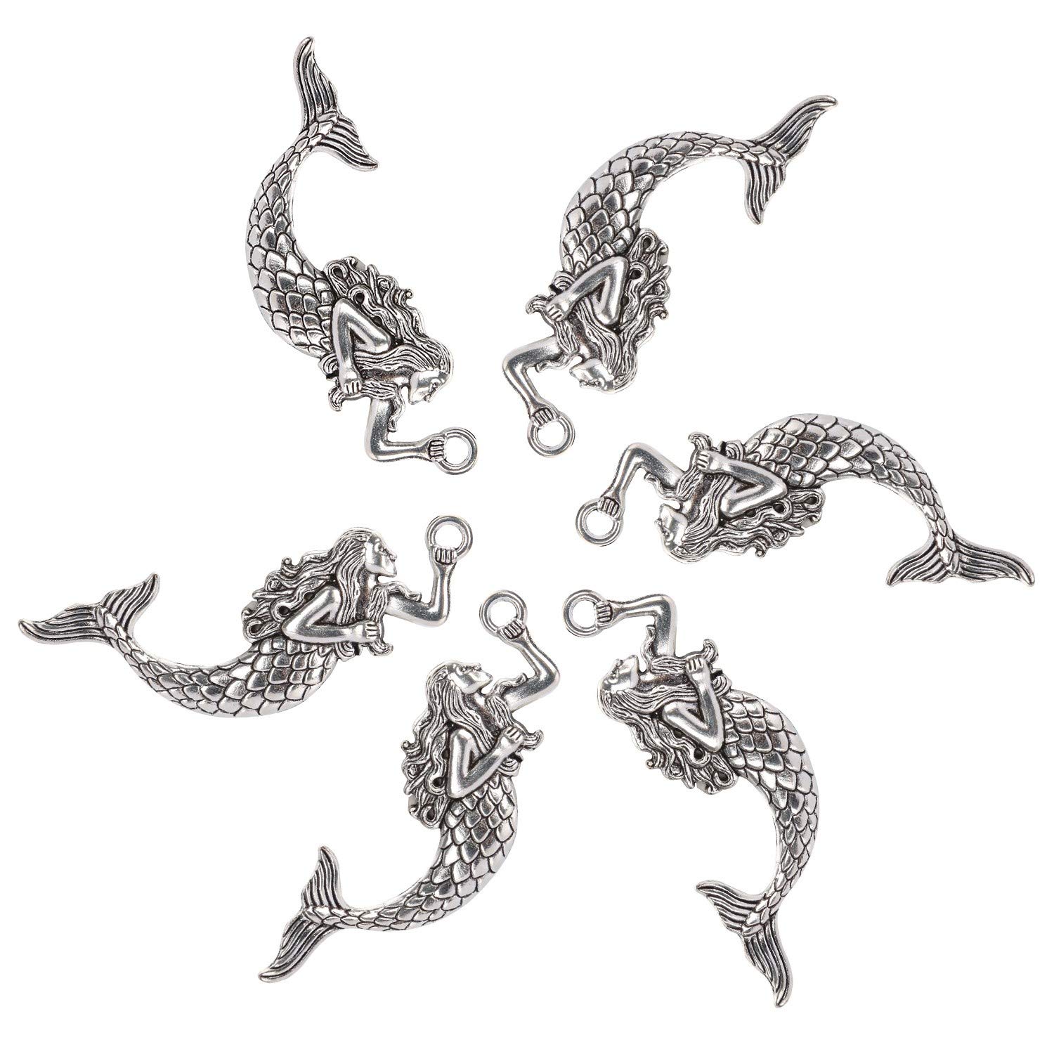 Rust-Proof Silver Mermaid Shower Curtain Hooks & Rings - 12-Pack Decorative Bathroom Accessories for Beach Theme Decor | Perfect for Coastal, Nautical & Ocean-Inspired Bathrooms