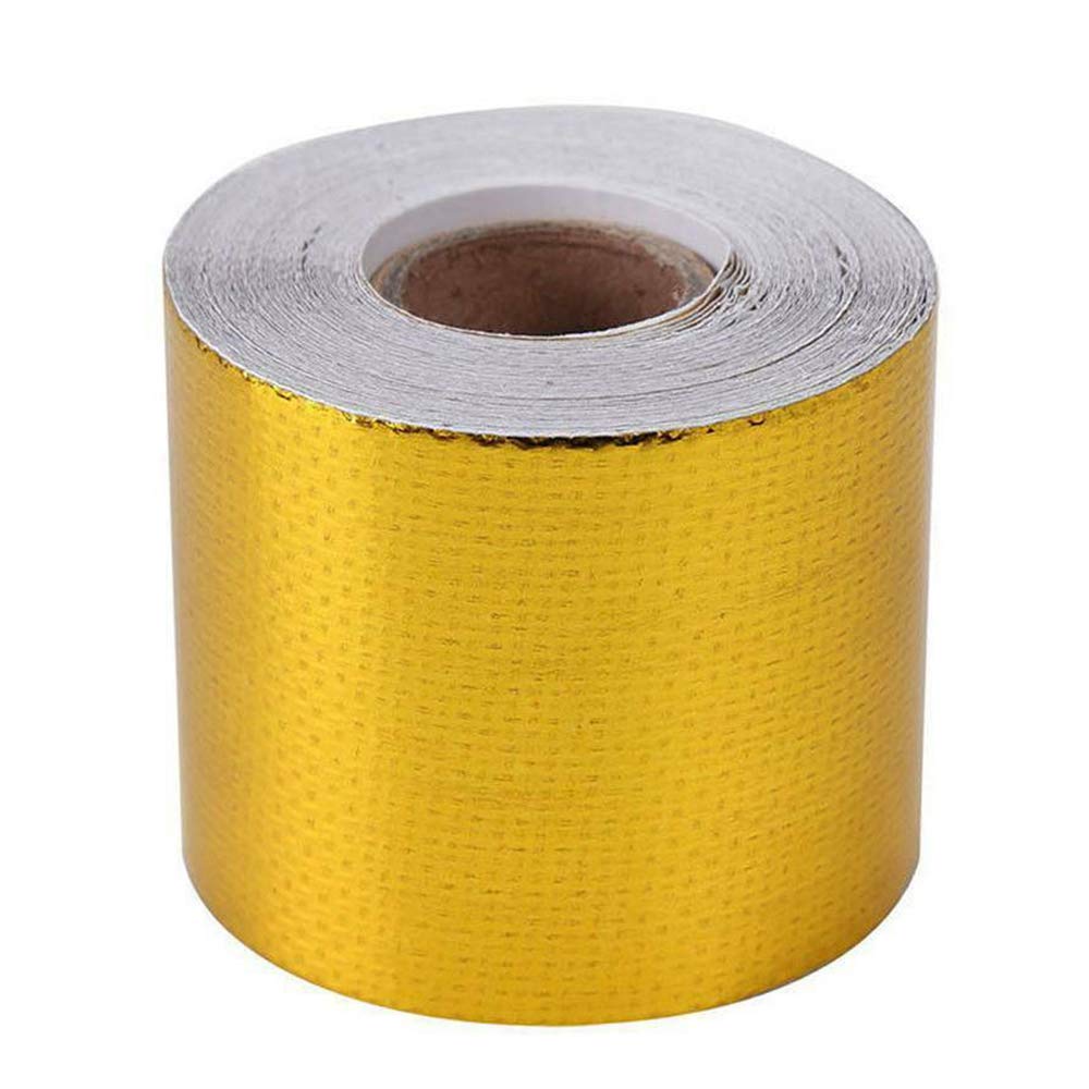 Mulcort 50mm x 10M High-Temperature Aluminum Foil Reflective Tape - Heat Shield Wrap for Exhaust Pipes, HVAC, and Automotive Insulation - Durable Adhesive for Engine Bays and Industrial Applications