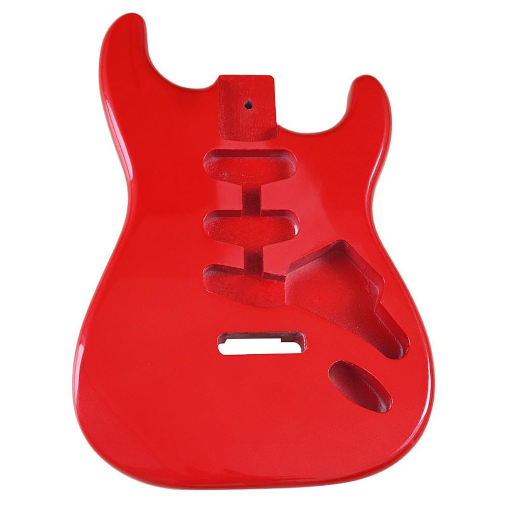 Premium Poplar Electric Guitar Body for Fender Stratocaster - DIY Replacement Part with SSS Pickup Routing in Vibrant Red Finish | Perfect for Guitar Customization, Repair & Upgrade Projects