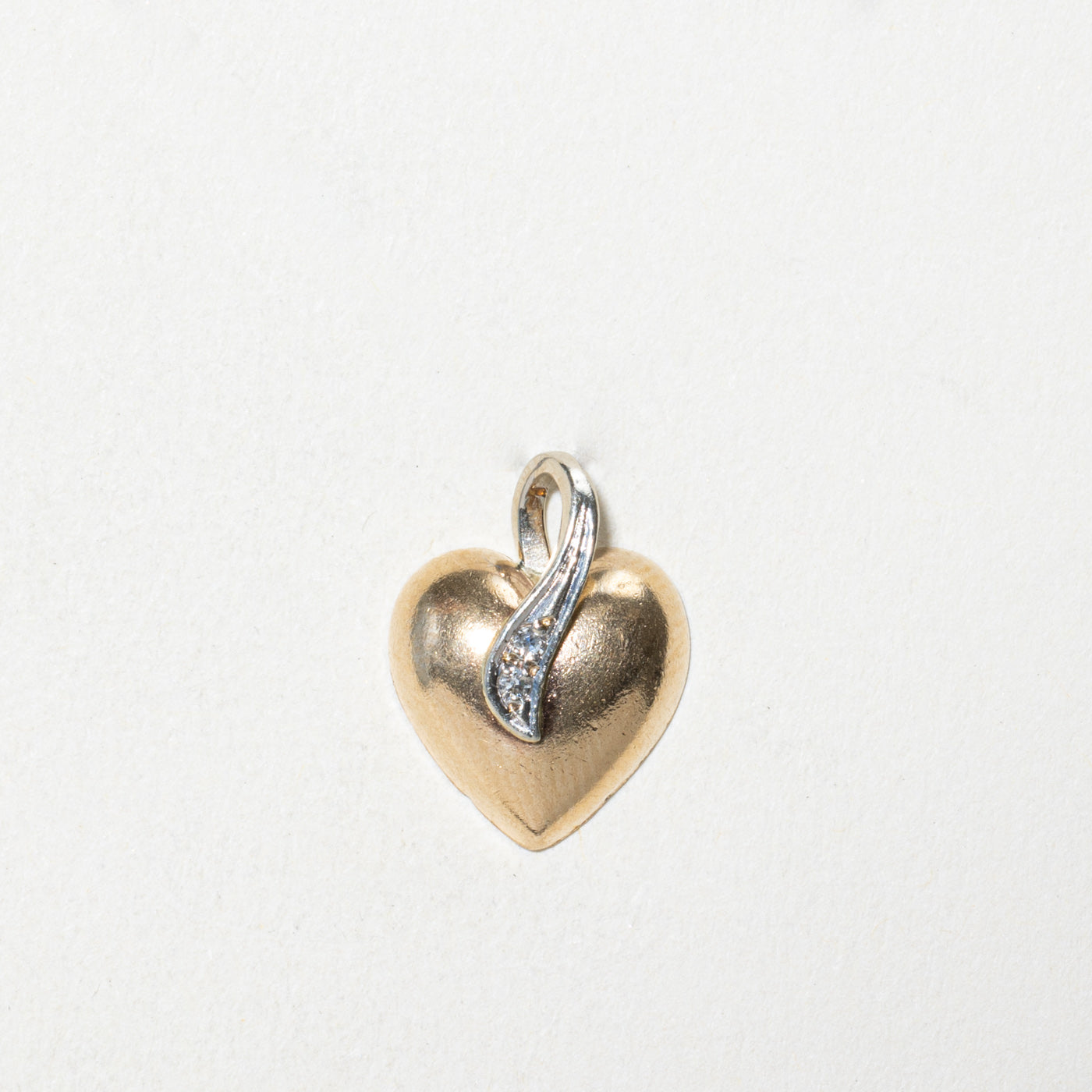 0.02ctw Diamond Puffed Heart Pendant Necklace - Elegant 14K Gold Plated Jewelry for Women - Perfect Gift for Valentine's Day, Anniversary & Special Occasions