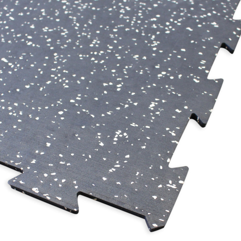 Premium EPDM Gym Flooring Rubber Tiles - Interlocking Jigsaw Puzzle Design in Black/White - Perfect for Home Gyms, Fitness Studios & Commercial Workout Spaces