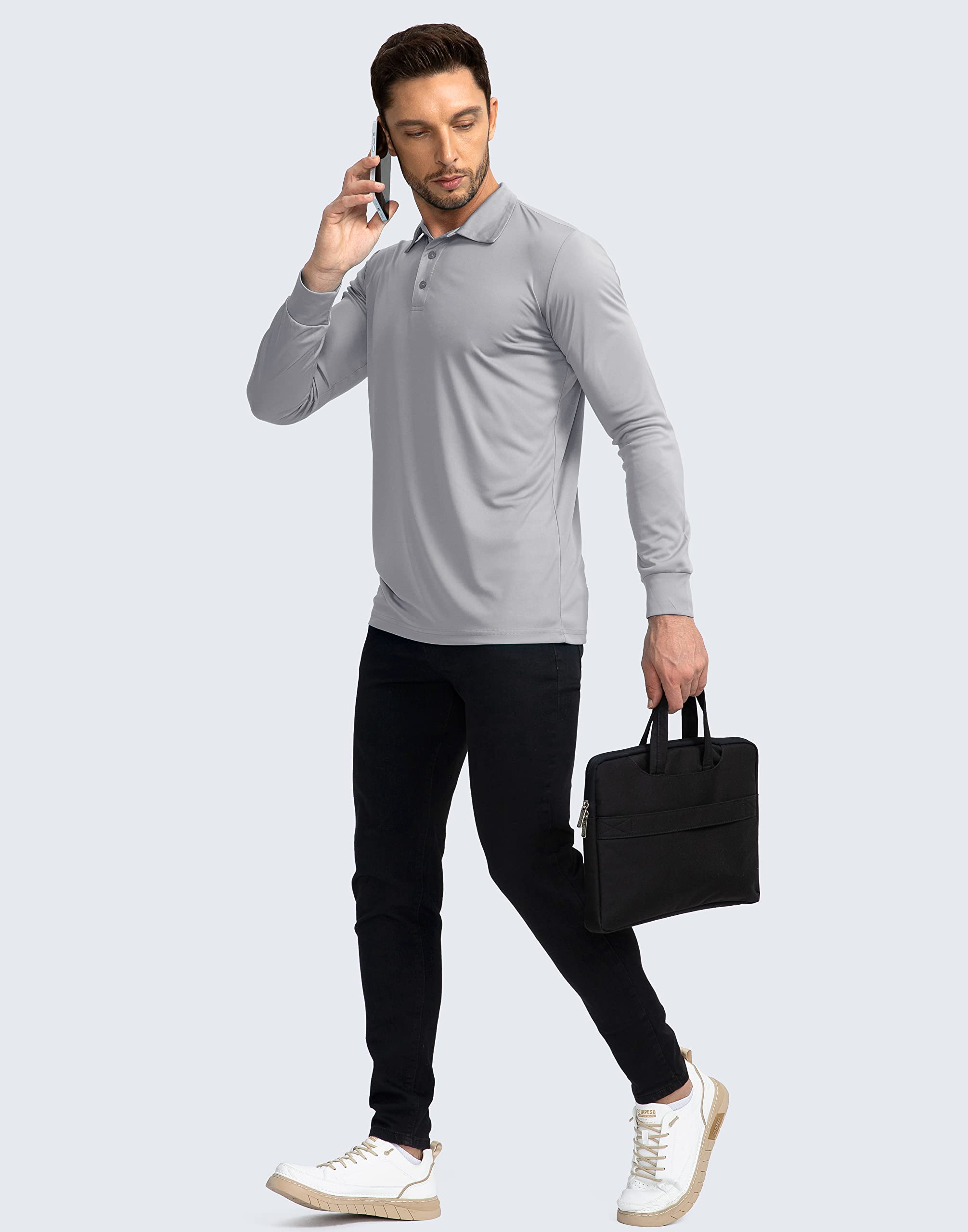 Men's Long Sleeve Polo Shirt - UPF 50+ Sun Protection, Lightweight & Breathable Golf Shirt for Work, Fishing & Outdoor Activities | Perfect for Golfing, Hiking and Summer Sun Protection