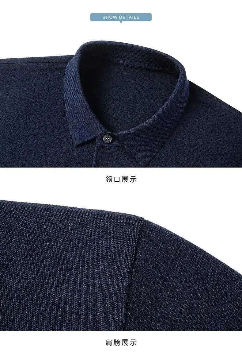 Men's Short Sleeve Knitted Polo Shirt - Breathable Casual Summer Top for Golf, Office & Outdoor Activities