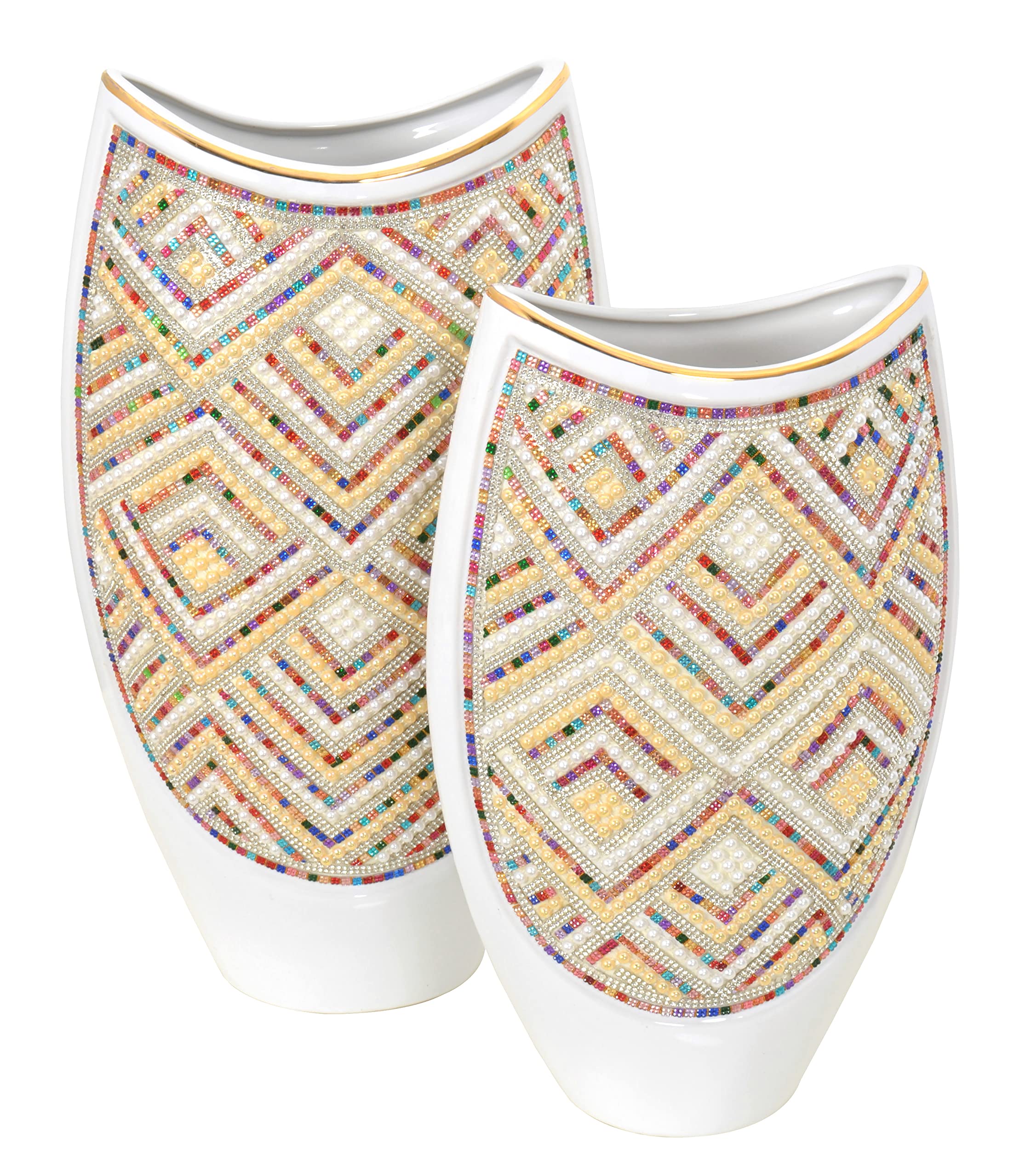 2 Pack White Crystal Rainbow Vases - Elegant Glass Flower Vases for Home Decor, Wedding Centerpieces & Gift Giving