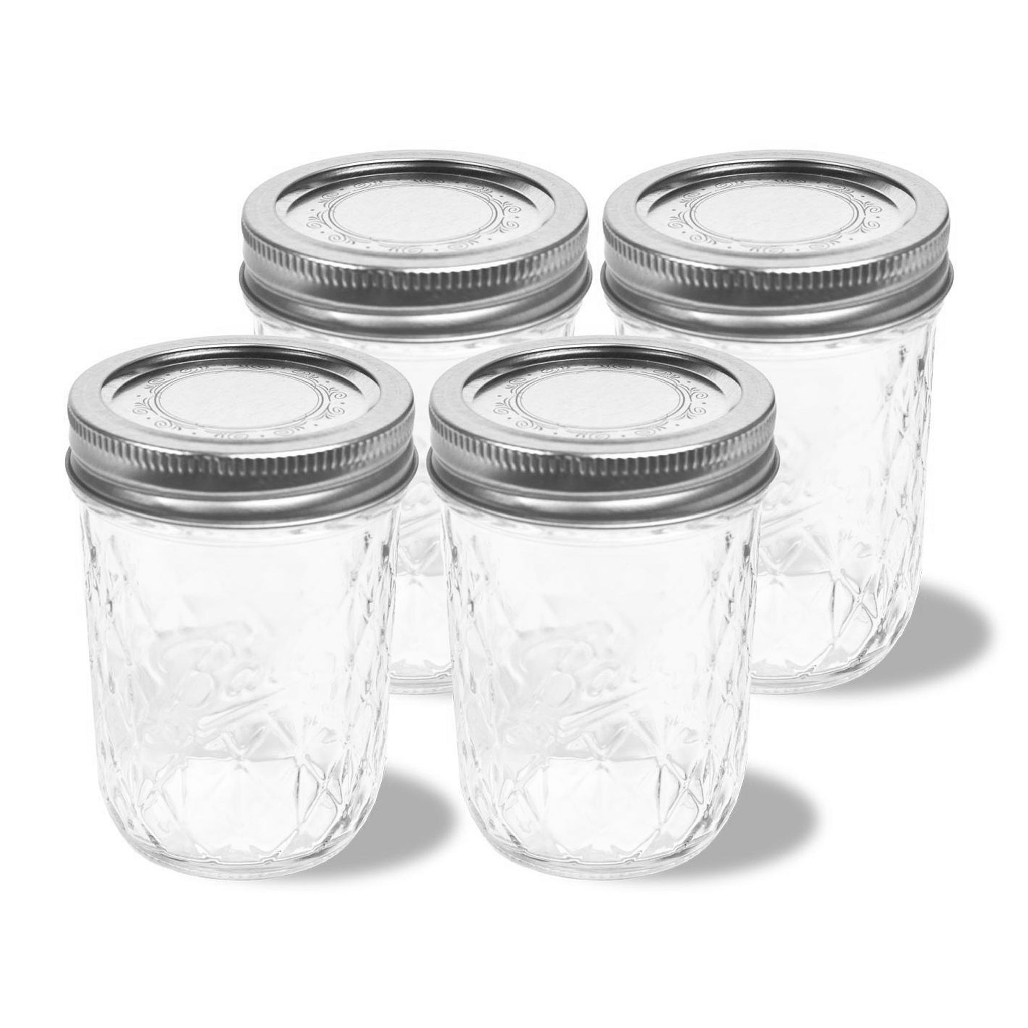 4 Pack (8 oz) Mason Jars with Lids - Airtight Glass Containers for Canning, Storage & DIY Crafts - Perfect for Homemade Jams, Pickles, Candles & Kitchen Organization