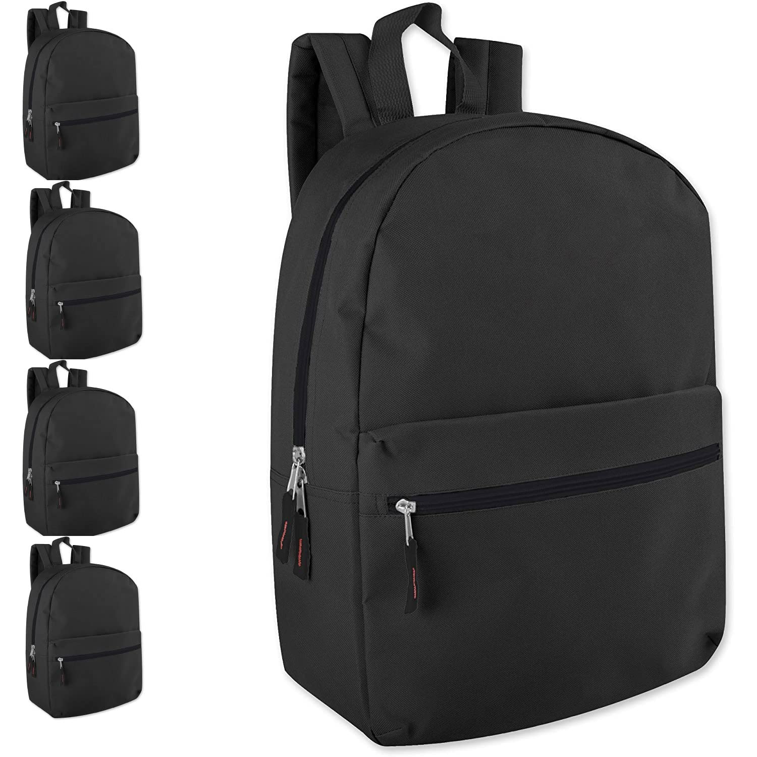 24 Pack Bulk Wholesale Backpacks with Padded Straps - Durable School & Travel Backpacks for Students, Commuters & Outdoor Adventures (Solid Black)