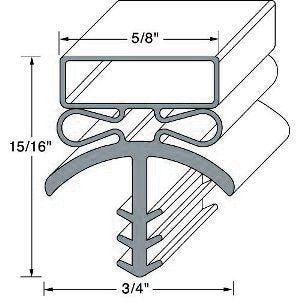 G301 37 3/4 x 84 OD Freezer Cooler Door Gasket - 3 Sided Triple Dart Mounted Replacement (NRE #306018) - Perfect for Commercial Refrigerators & Walk-In Coolers