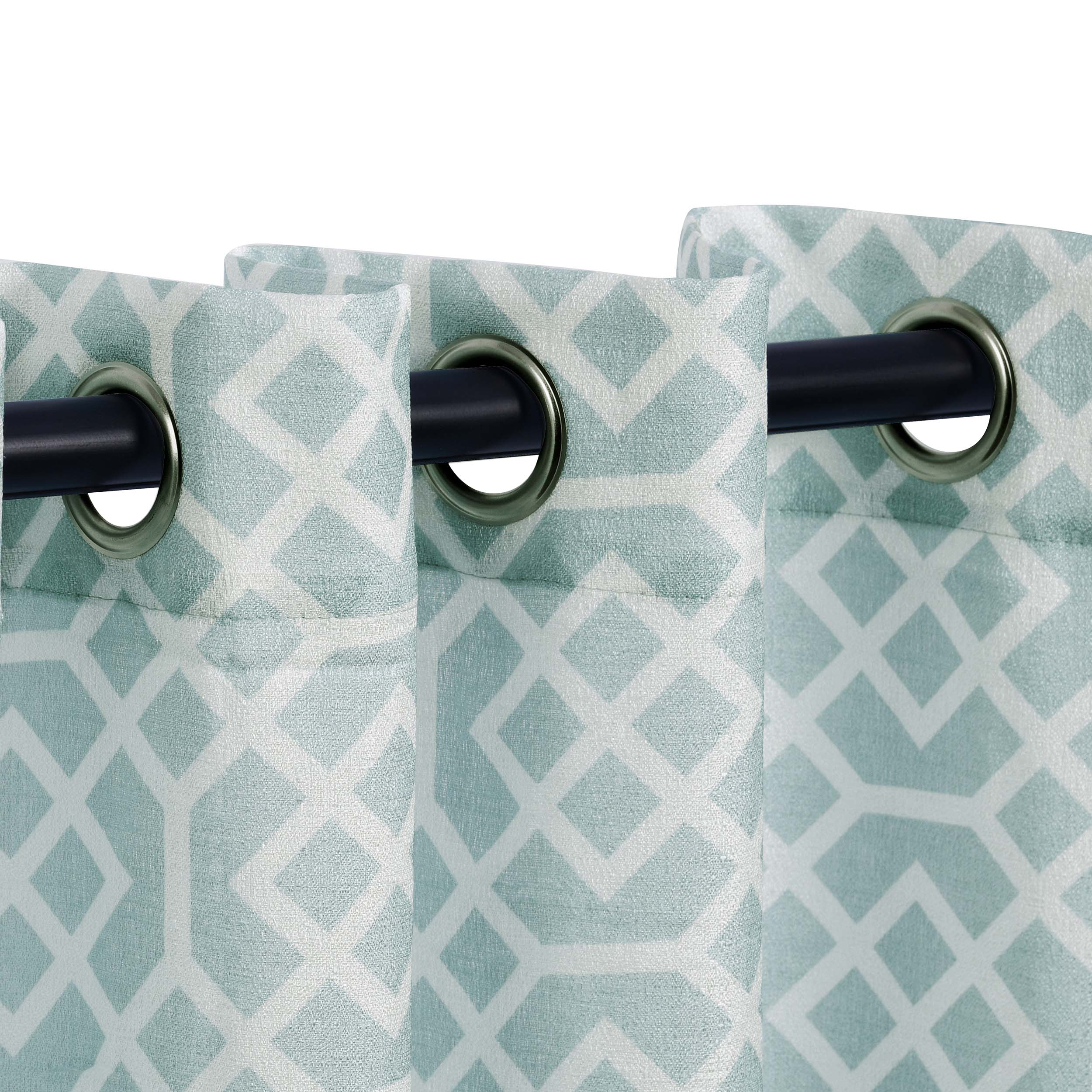Printed Honey Comb Sheer Curtain Panel Set with Grommet Top Header - Light Filtering Window Treatment for Living Room & Bedroom