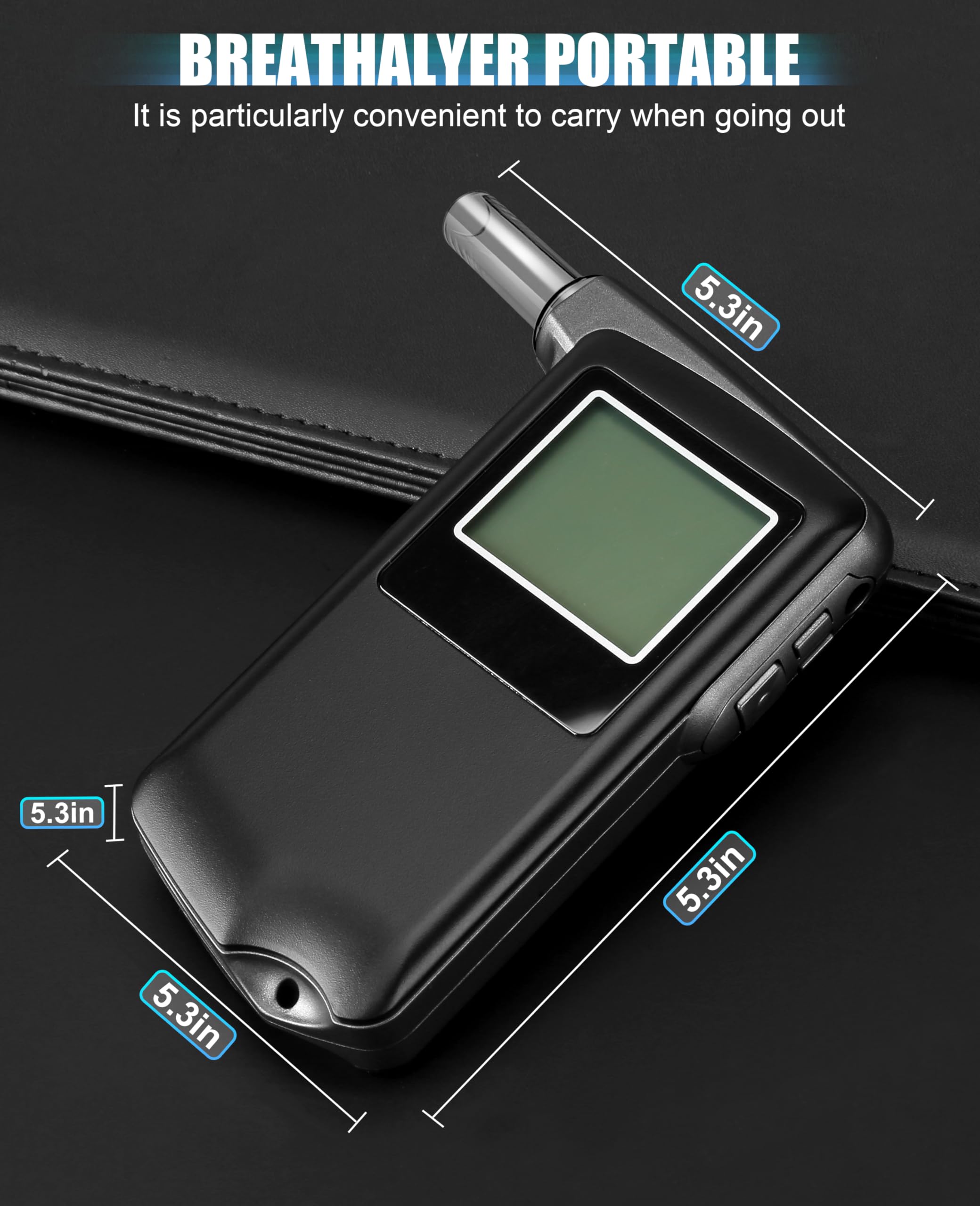 Professional-Grade High Accuracy Portable USB Rechargeable Alcohol Tester with LCD Digital Display - 10 Mouthpieces Included | Home & Personal Use, Workplace Safety, DUI Prevention, Party Safety Check
