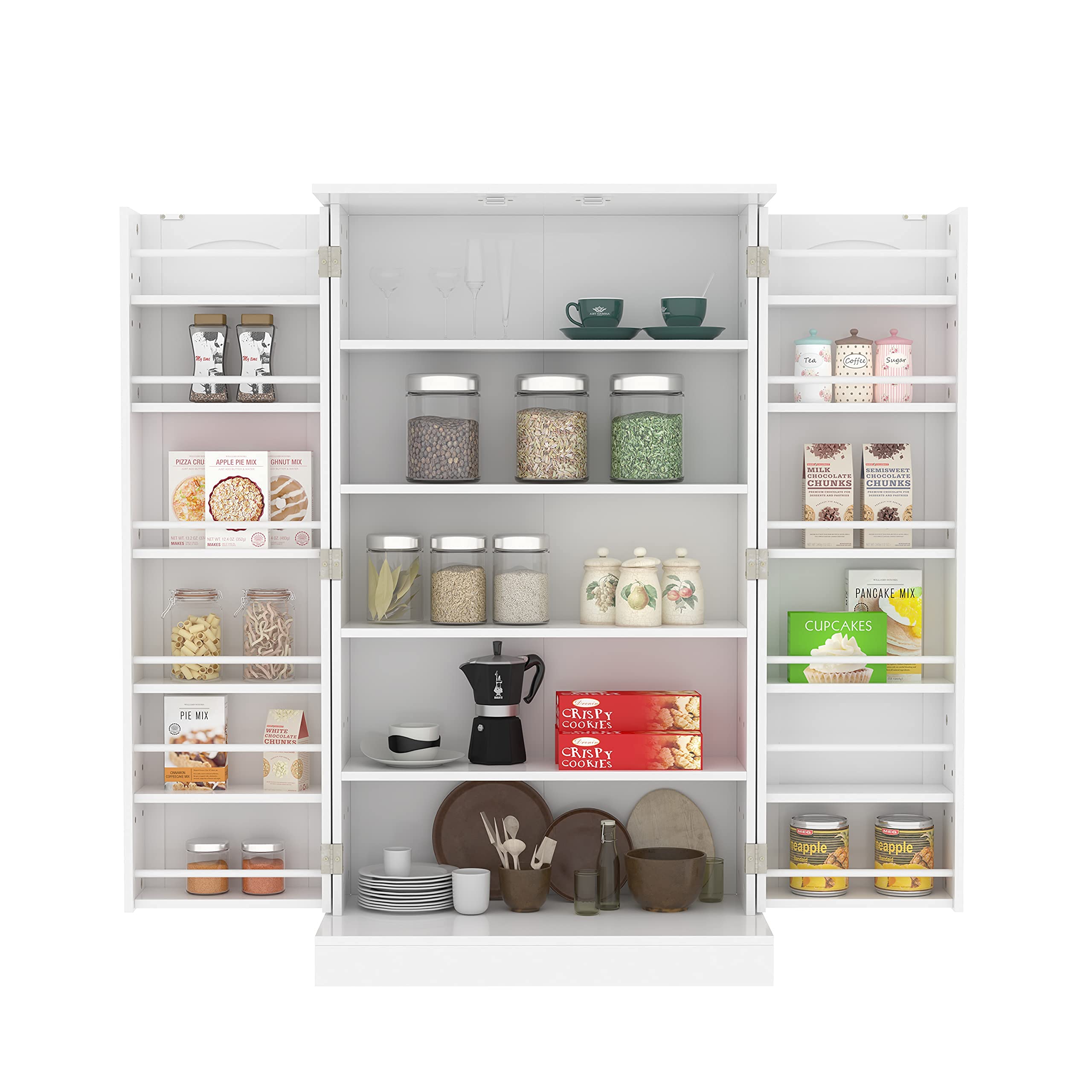Gadroad White Kitchen Pantry Cabinet with Doors & Shelves - Storage Organizer for Kitchen, Living Room, Dining Room - Perfect for Small Space Organization & Home Decor