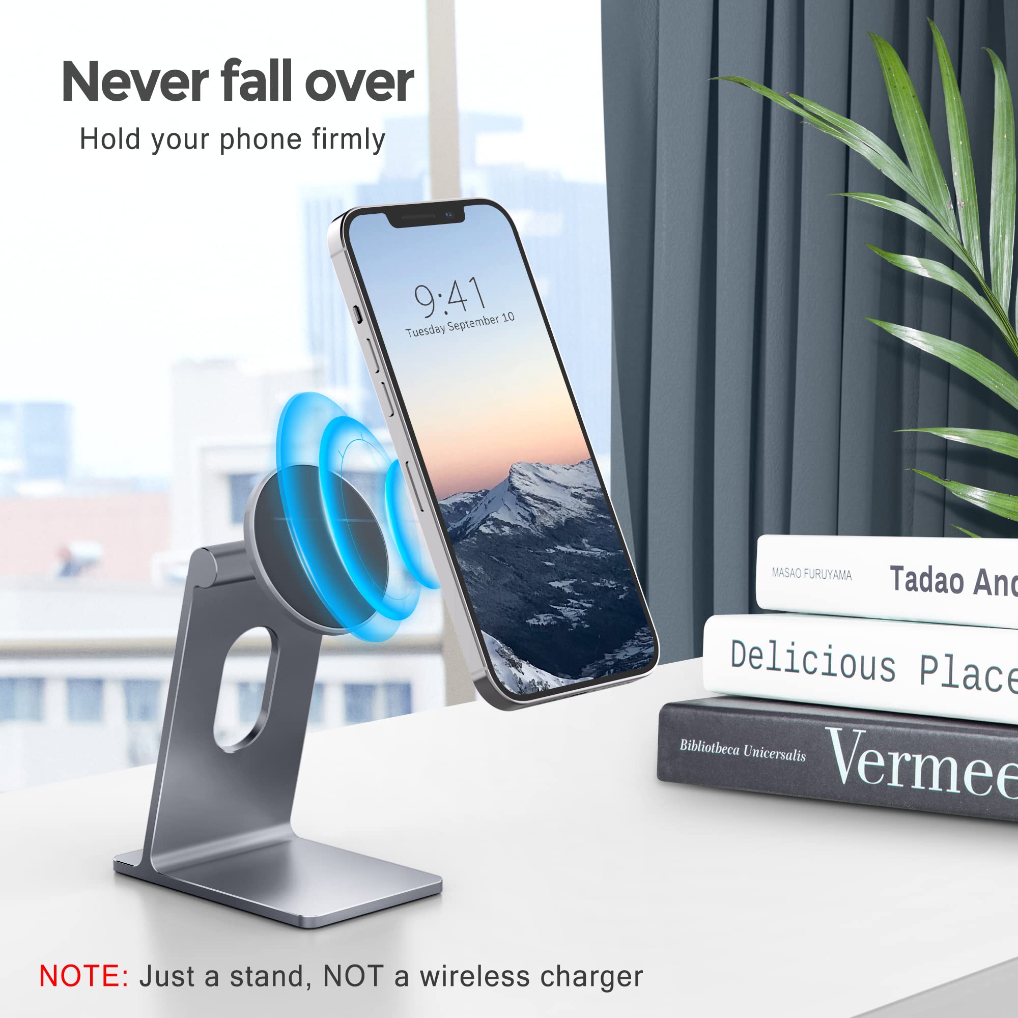 Adjustable Aluminum MagSafe Phone Stand Holder for Desk - Compatible with iPhone 16/15/14/13/12 Pro Max/Plus/Mini & All MagSafe Cases | Perfect for Home Office, Car Dashboard & Nightstand Charging