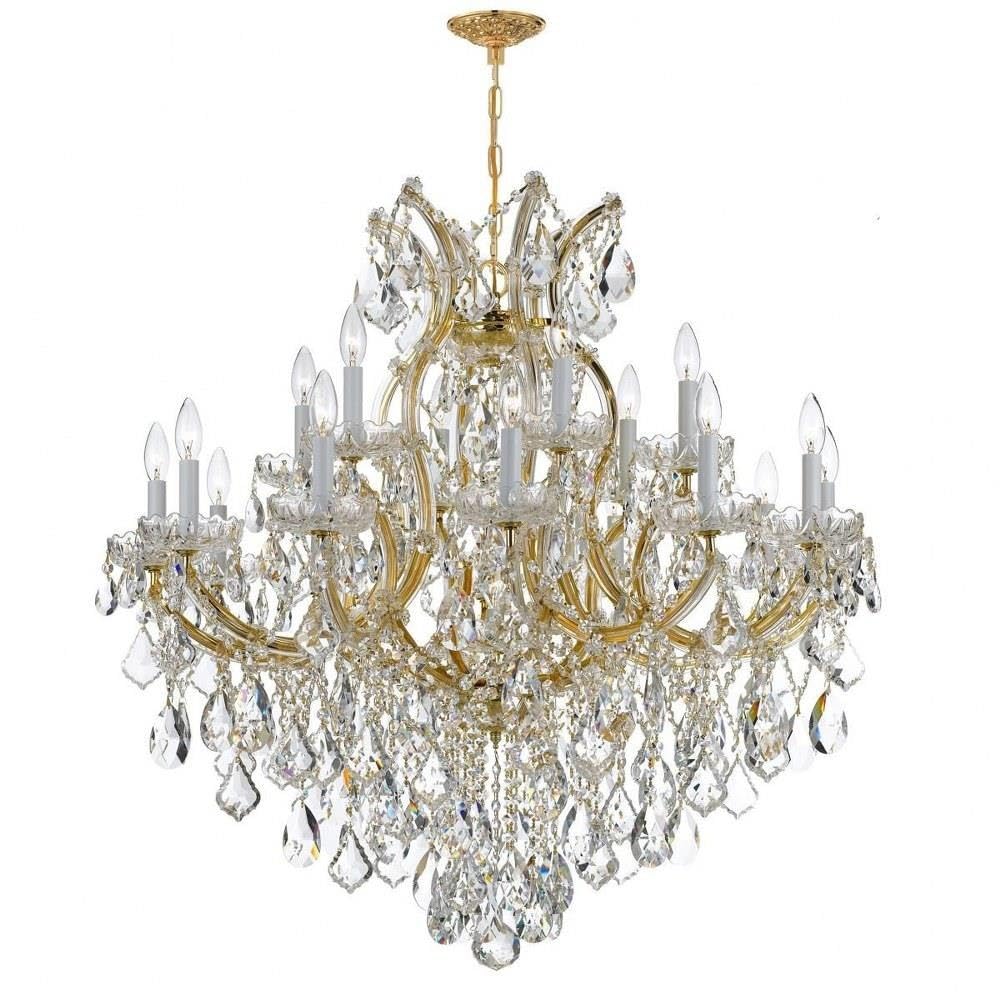 Maria Theresa 19-Light Clear Italian Crystal Gold Chandelier - Luxury Ceiling Lighting Fixture for Dining Room, Living Room & Bedroom