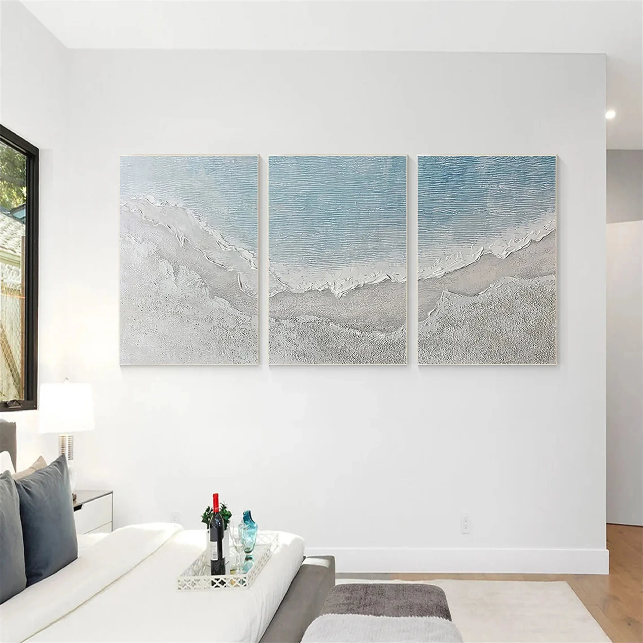 Ocean and Sky Wall Art - Set of 3 Canvas Paintings (OS 151) for Living Room, Bedroom & Office Decor