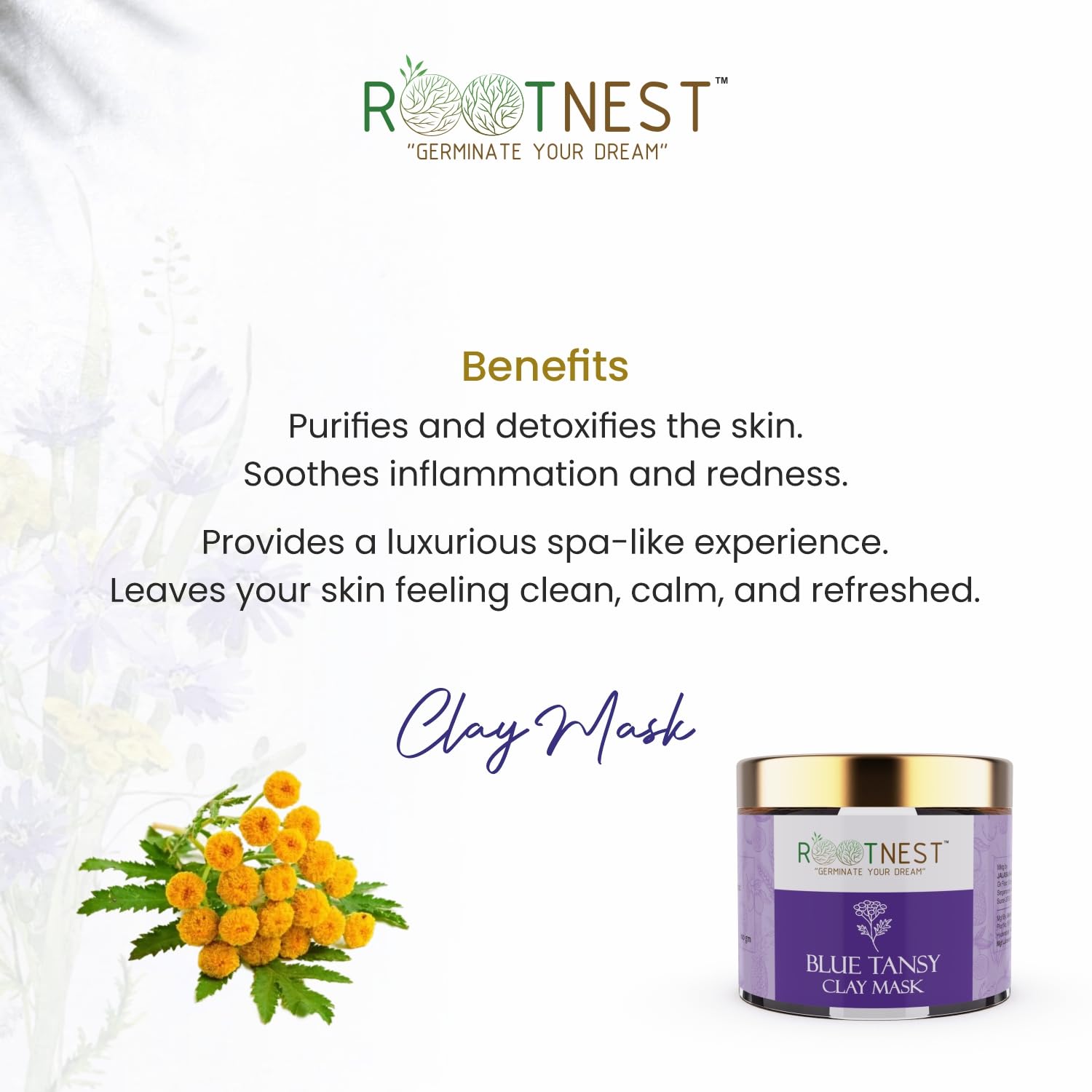 ROOTNEST Pinky Rose Clay Mask - 100gm Ayurvedic & Natural Bloom & Rejuvenate Face Mask for Glowing Skin | Deep Cleansing, Detoxifying & Hydrating | Perfect for Spa Day, Self-Care Routine & Gift Giving
