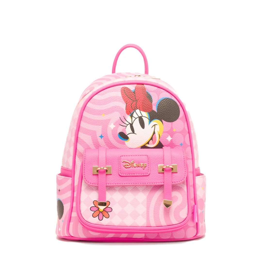 Disney Minnie Mouse Glam Vibes Vegan Leather Mini Backpack for Women - Cute Small Purse for School, Travel & Everyday Use