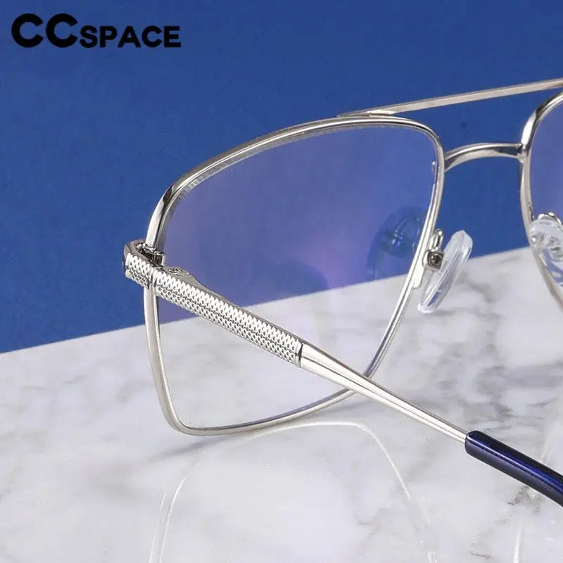 CCspace Unisex Full Rim Square Double Bridge Alloy Eyeglasses Frame 57288 - Stylish & Durable for Work, Reading & Fashion Accessories