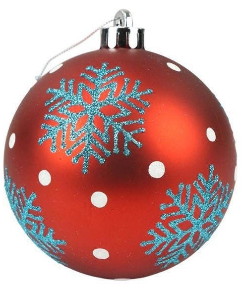 120MM Snowflake Polka Dot Christmas Ball Ornament - Elegant Holiday Tree Decor for Xmas, Winter, and Home Party Decoration