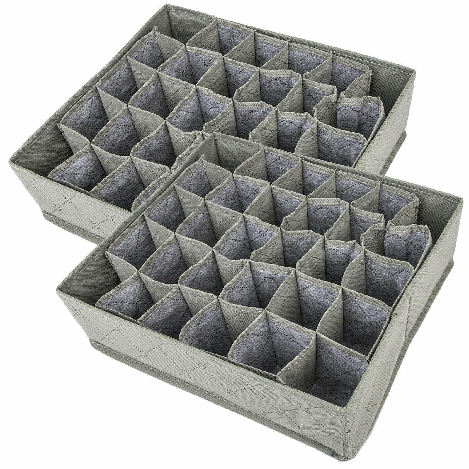 Europder 30-Cell Bamboo Charcoal Drawer Organizer Box - Underwear, Socks & Closet Storage Solution | Odor-Absorbing & Space-Saving for Bedroom, Office & Travel Organization