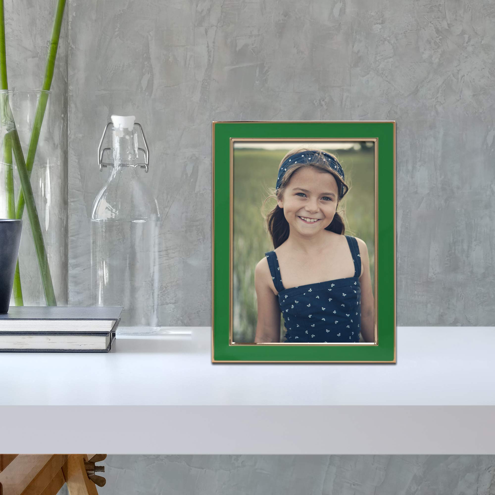 Lawrence Frames 5x7 Green Metal and Enamel Picture Frame - Perfect for Wall Decor, Home Office, and Gift Giving