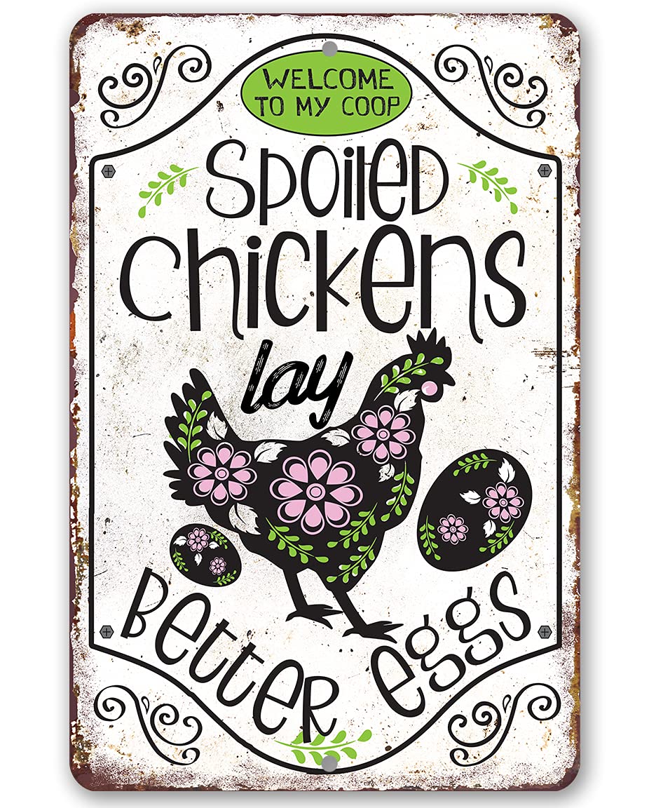 Funny Chicken Coop Sign - Farmhouse Decor & Country Home Display | Durable 8x12 Metal Sign for Hen House & Farm Decoration | Perfect Fresh Egg Sign & Gift Idea for Indoor/Outdoor Use | Ideal for Chicken Coops, Kitchens & Garden Decor