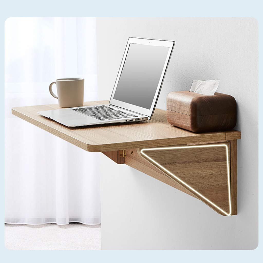 Space-Saving Wall Mounted Folding Dining Table - White & Wood Grain Finish | Multi-Purpose Foldable Desk for Dining, Study & Home Office | Compact Wall-Mounted Design for Small Spaces
