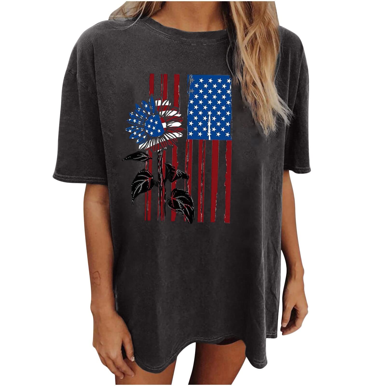 HRAPDA Women's Summer Floral Blouse - Casual Loose Fit T-Shirt for Outings