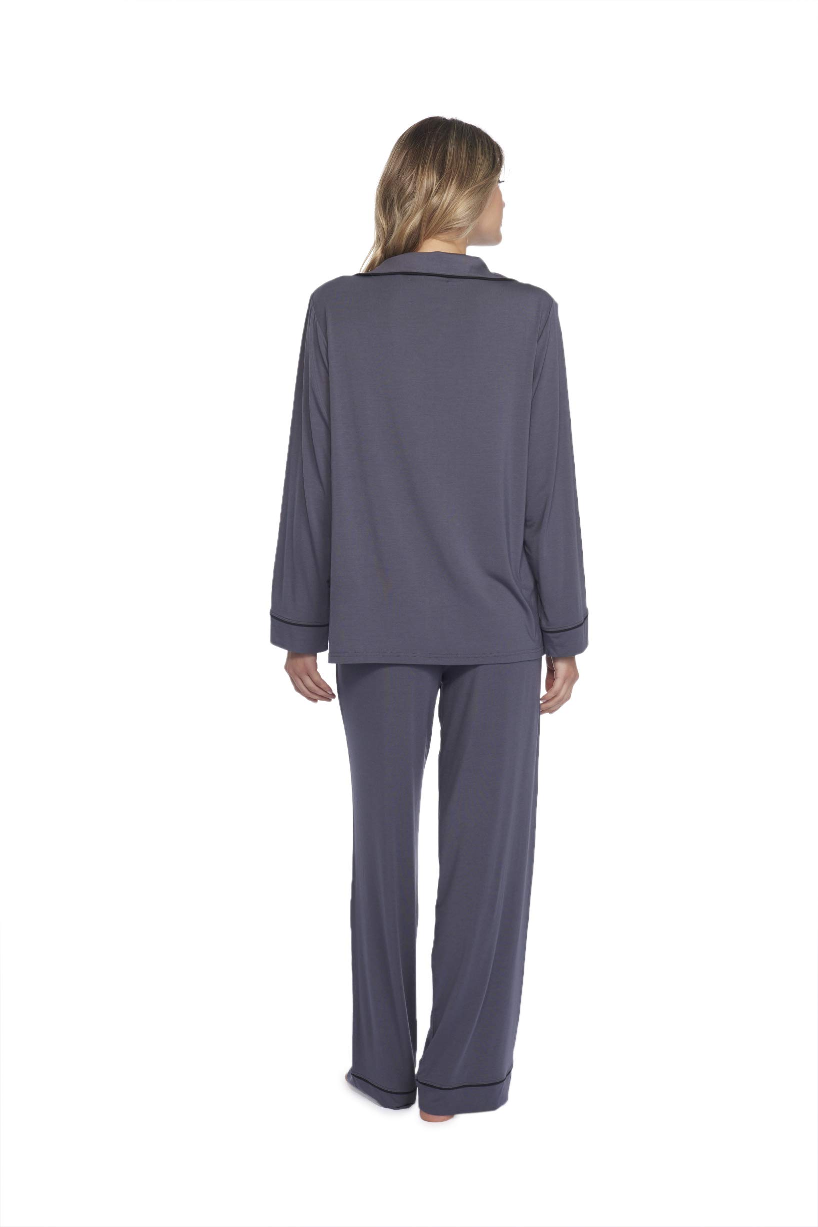 Barefoot Dreams Women's Cozy Luxe Milk Jersey Piped Pajama Set - Soft Sleepwear for Relaxing at Home & Lounging