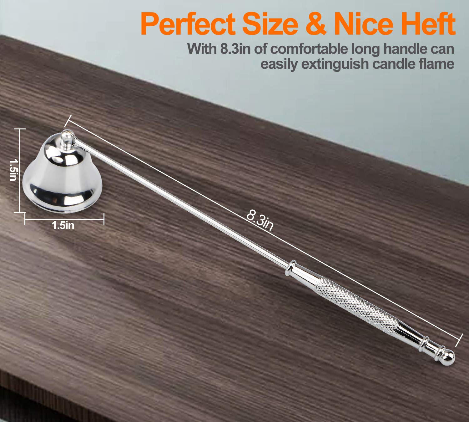 GOSGOONE Silver & Black Candle Snuffer with Long Handle - Elegant Hinged Candle Extinguisher Tool for Safely Putting Out Candles - Perfect for Home Decor, Romantic Dinners, and Church Ceremonies