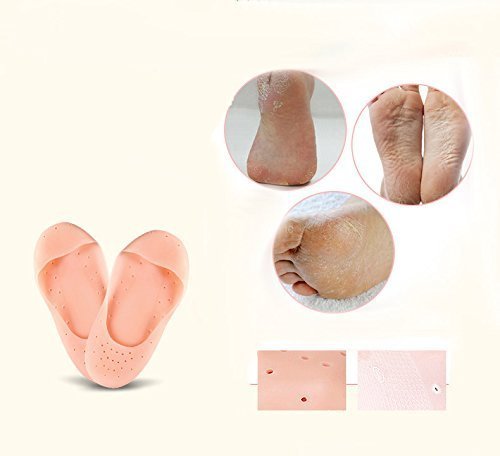 Dweezhet Anti Crack Silicone Foot Protector Socks - Moisturizing Heel Pads for Cracked Feet & Pain Relief - One Size Fits All Men & Women - Perfect for Dry Skin Care, Overnight Treatment & Diabetic Foot Comfort